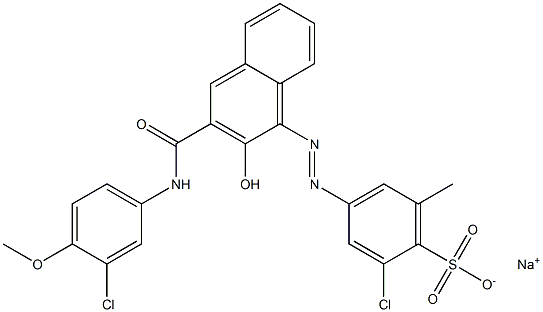 2-Chloro-6-methyl-4-[[3-[[(3-chloro-4-methoxyphenyl)amino]carbonyl]-2-hydroxy-1-naphtyl]azo]benzenesulfonic acid sodium salt Struktur