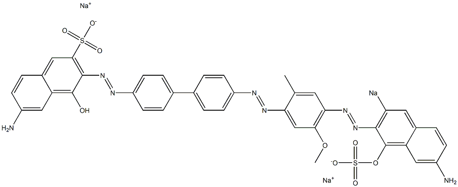 6-Amino-3-[[4'-[[4-[(7-amino-1-hydroxy-3-sodiosulfo-2-naphthalenyl)azo]-2-methyl-5-methoxyphenyl]azo]-1,1'-biphenyl-4-yl]azo]-4-hydroxynaphthalene-2-sulfonic acid sodium salt Struktur