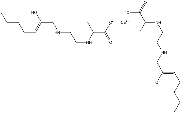 Bis[2-[N-[2-[N-(2-hydroxy-2-heptenyl)amino]ethyl]amino]propionic acid]calcium salt Struktur