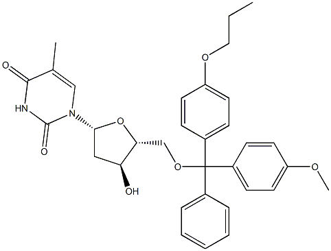 5'-O-[(4-Propoxyphenyl)(4-methoxyphenyl)(phenyl)methyl]thymidine Struktur