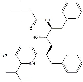 (2S)-2-[[(2R,4S,5S)-5-(tert-Butoxycarbonylamino)-2-benzyl-4-hydroxy-6-phenylhexanoyl]amino]-3-methylpentanamide Struktur