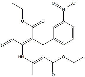 4-(3-Nitrophenyl)-2-formyl-6-methyl-1,4-dihydropyridine-3,5-dicarboxylic acid diethyl ester Struktur