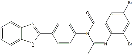 3-[4-(1H-Benzimidazol-2-yl)phenyl]-6,8-dibromo-2-methylquinazolin-4(3H)-one Struktur