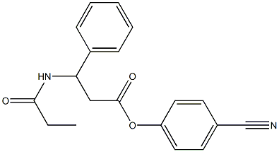 3-Propanoylamino-3-phenylpropionic acid 4-cyanophenyl ester Struktur