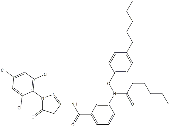 1-(2,4,6-Trichlorophenyl)-3-[3-(2,4-diamylphenoxyacetylamino)benzoylamino]-1H-pyrazol-5(4H)-one Struktur