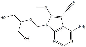 4-Amino-6-methylthio-7-(2-hydroxy-1-hydroxymethylethoxymethyl)-7H-pyrrolo[2,3-d]pyrimidine-5-carbonitrile Struktur