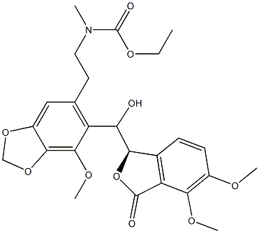 N-Methyl-N-[2-[6-[[[(1R)-1,3-dihydro-4,5-dimethoxy-3-oxoisobenzofuran]-1-yl]hydroxymethyl]-7-methoxy-1,3-benzodioxol-5-yl]ethyl]carbamic acid ethyl ester Struktur