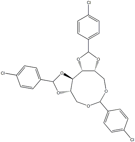 1-O,6-O:2-O,3-O:4-O,5-O-Tris(4-chlorobenzylidene)-D-glucitol Struktur