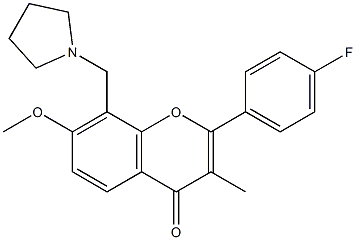 4'-Fluoro-7-methoxy-3-methyl-8-(1-pyrrolidinylmethyl)flavone Struktur