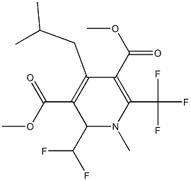 1,2-Dihydro-4-(2-methylpropyl)-2-(difluoromethyl)-6-(trifluoromethyl)-1-methyl-3,5-pyridinedicarboxylic acid dimethyl ester Struktur