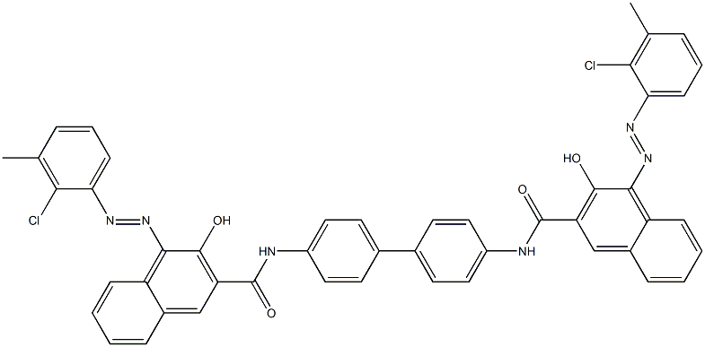 N,N'-(1,1'-Biphenyl-4,4'-diyl)bis[4-[(2-chloro-3-methylphenyl)azo]-3-hydroxy-2-naphthalenecarboxamide] Struktur