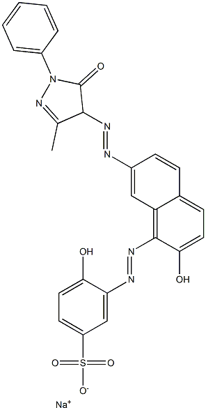 4-Hydroxy-3-[[2-hydroxy-7-[(4,5-dihydro-3-methyl-5-oxo-1-phenyl-1H-pyrazol-4-yl)azo]-1-naphthalenyl]azo]benzenesulfonic acid sodium salt Struktur