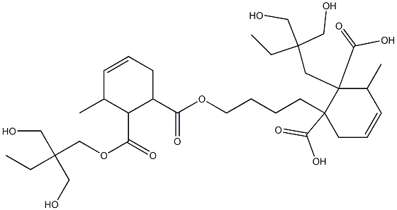 3-Methyl-4-cyclohexene-1,2-dicarboxylic acid 2-[2,2-bis(hydroxymethyl)butyl]1-[4-[2-[2,2-bis(hydroxymethyl)butoxycarbonyl]-3-methyl-4-cyclohexen-1-ylcarbonyloxy]butyl] ester Struktur