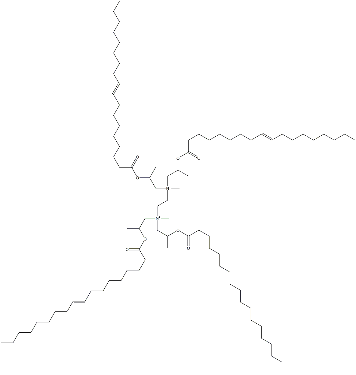 N,N'-Ethylenebis[N-methyl-2-[(1-oxo-9-octadecenyl)oxy]-N-[2-[(1-oxo-9-octadecenyl)oxy]propyl]-1-propanaminium] Struktur