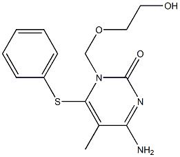 4-Amino-1-[(2-hydroxyethoxy)methyl]-5-methyl-6-phenylthiopyrimidin-2(1H)-one Struktur