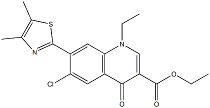 1,4-Dihydro-1-ethyl-4-oxo-6-chloro-7-(4,5-dimethylthiazol-2-yl)quinoline-3-carboxylic acid ethyl ester Struktur