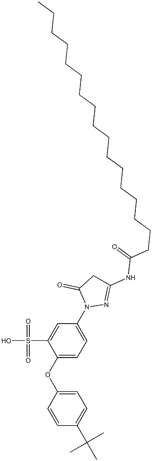 3-Octadecanoylamino-1-[3-sulfo-4-(4-tert-butylphenoxy)phenyl]-2-pyrazolin-5-one Struktur