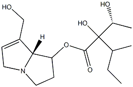 2-Hydroxy-2-(1-hydroxyethyl)-3-methylpentanoic acid [[(1R,7aR)-2,3,5,7a-tetrahydro-7-(hydroxymethyl)-1H-pyrrolizin]-1-yl] ester Struktur