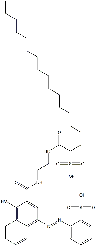 2-[4-Hydroxy-3-[[2-(2-sulfooctadecanoylamino)ethyl]carbamoyl]-1-naphtylazo]benzenesulfonic acid Struktur