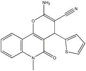 2-Amino-4-(2-thienyl)-5-oxo-6-methyl-4,6-dihydro-5H-pyrano[3,2-c]quinoline-3-carbonitrile Struktur