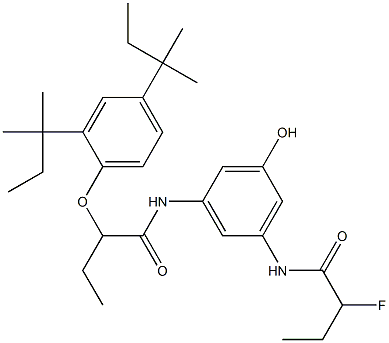 3-(2-Fluorobutyrylamino)-5-[2-(2,4-di-tert-amylphenoxy)butyrylamino]phenol Struktur