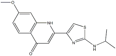 2-(2-(isopropylamino)thiazol-4-yl)-7-methoxyquinolin-4(1H)-one Struktur