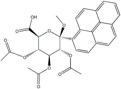 1-Pyrenyl-2,3,4-tri-O-acetyl-b-D-glucuronidemethylester Struktur