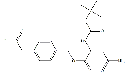 2-{4-[({4-amino-2-[(tert-butoxycarbonyl)amino]-4-oxobutanoyl}oxy)methyl]phenyl}acetic acid Struktur