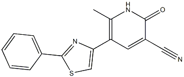 6-methyl-2-oxo-5-(2-phenyl-1,3-thiazol-4-yl)-1,2-dihydropyridine-3-carbonitrile Struktur