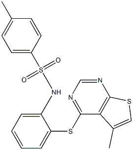 N1-{2-[(5-methylthieno[2,3-d]pyrimidin-4-yl)thio]phenyl}-4-methylbenzene-1- sulfonamide Struktur