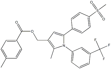 {2-methyl-5-[4-(methylsulfonyl)phenyl]-1-[3-(trifluoromethyl)phenyl]-1H-pyrrol-3-yl}methyl 4-methylbenzenecarboxylate Struktur