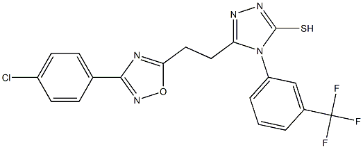 5-{2-[3-(4-chlorophenyl)-1,2,4-oxadiazol-5-yl]ethyl}-4-[3-(trifluoromethyl)phenyl]-4H-1,2,4-triazole-3-thiol Struktur