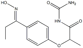 (2-{4-[1-(hydroxyimino)propyl]phenoxy}propanoyl)urea Struktur