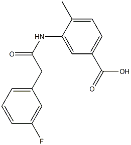 3-[2-(3-fluorophenyl)acetamido]-4-methylbenzoic acid Struktur