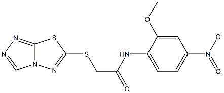 N-(2-methoxy-4-nitro-phenyl)-2-(6-thia-1,3,4,8-tetrazabicyclo[3.3.0]octa-2,4,7-trien-7-ylsulfanyl)acetamide Struktur