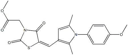 methyl (5-{[1-(4-methoxyphenyl)-2,5-dimethyl-1H-pyrrol-3-yl]methylene}-2,4-dioxo-1,3-thiazolidin-3-yl)acetate Struktur