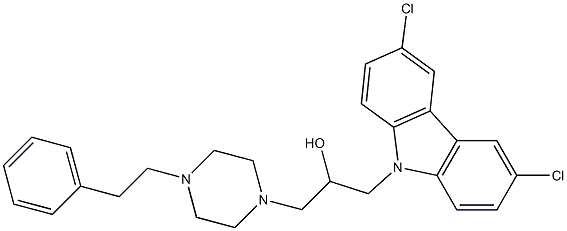 1-(3,6-dichloro-9H-carbazol-9-yl)-3-[4-(2-phenylethyl)-1-piperazinyl]-2-propanol Struktur