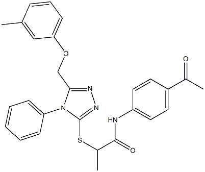 N-(4-acetylphenyl)-2-({5-[(3-methylphenoxy)methyl]-4-phenyl-4H-1,2,4-triazol-3-yl}sulfanyl)propanamide Struktur