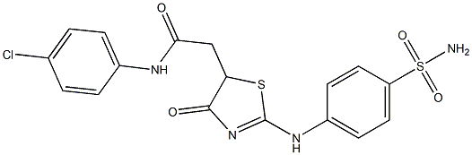 2-{2-[4-(aminosulfonyl)anilino]-4-oxo-4,5-dihydro-1,3-thiazol-5-yl}-N-(4-chlorophenyl)acetamide Struktur