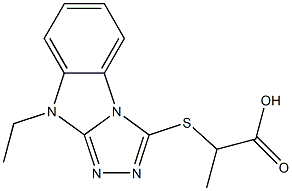 2-[(9-ethyl-9H-[1,2,4]triazolo[4,3-a]benzimidazol-3-yl)sulfanyl]propanoic acid Struktur