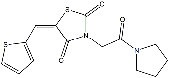 3-[2-oxo-2-(1-pyrrolidinyl)ethyl]-5-(2-thienylmethylene)-1,3-thiazolidine-2,4-dione Struktur