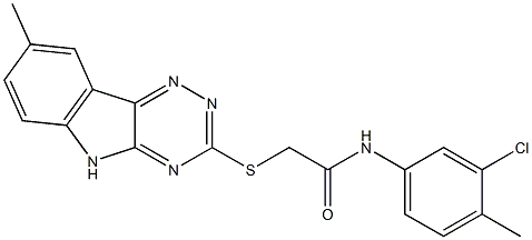 N-(3-chloro-4-methylphenyl)-2-[(8-methyl-5H-[1,2,4]triazino[5,6-b]indol-3-yl)sulfanyl]acetamide Struktur