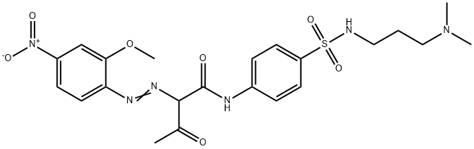 N-(4-{[3-(dimethylamino)propyl]sulfamoyl}phenyl)-2-[(2-methoxy-4-nitrophenyl)diazenyl]-3-oxobutanamide Struktur