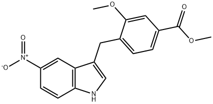 3-(2-methoxy-4-methoxycarboxybenzyl)-5-nitroindole Struktur