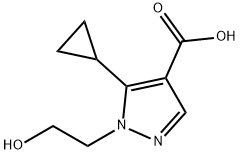 5-cyclopropyl-1-(2-hydroxyethyl)-1H-pyrazole-4-carboxylic acid Struktur