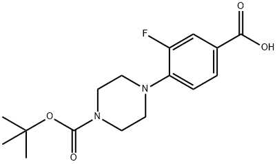 1-Piperazinecarboxylic acid, 4-(4-carboxy-2-fluorophenyl)-, 1-(1,1-dimethylethyl) ester Struktur