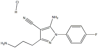 5-amino-3-(3-aminopropyl)-1-(4-fluorophenyl)-1H-pyrazole-4-carbonitrile hydrochloride Struktur