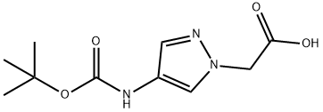 2-(4-{[(tert-butoxy)carbonyl]amino}-1H-pyrazol-1-yl)acetic acid Struktur