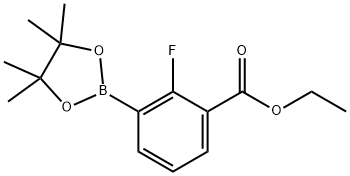 Benzoic acid, 2-fluoro-3-(4,4,5,5-tetramethyl-1,3,2-dioxaborolan-2-yl)-, ethyl ester Struktur