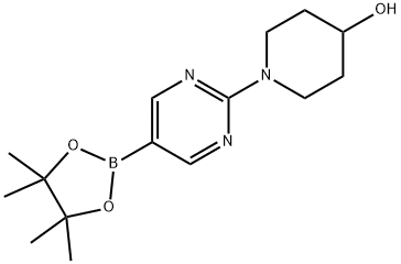 2-(4-Hydroxypiperidin-1-yl)pyrimidine-5-boronic acid pinacol ester Struktur